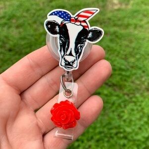 Patriotic Cow Badge Holder
